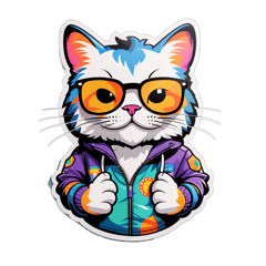 A cool cat sticker on T-Shirt