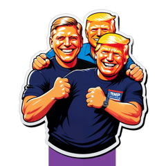 Tshirt with Robert Fico and Donald Trump holding shoulders and smiling and make Guns with hands sticker on T-Shirt