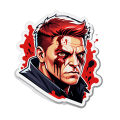 Face covered with blood of Robert Fico as an icon in PC game Wolfensttein3-D sticker on T-Shirt