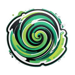 Generate a professional design vector with a flat 2D, abstract art style. The color scheme should primarily consist of green and black. Take inspiration from Jan Tengnagel's digital art to create a clean and simple design. Use white as the background color. Remember to avoid any content that may be sensitive or controversial. sticker on T-Shirt