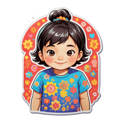 A beautiful children's patterned T-shirt suitable for Asians sticker on T-Shirt