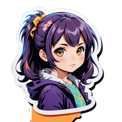 anime girl sticker on T-Shirt