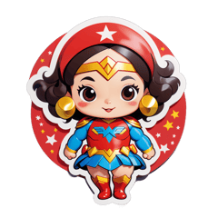 Labubu wearing wonder women  sticker on T-Shirt