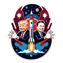 donald trump and elon musk on a rocket sticker on T-Shirt