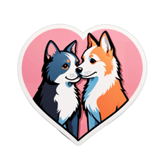Dog in love with a cat sticker on T-Shirt