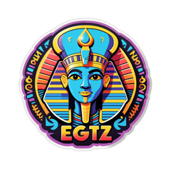 Gen-z design that present Egypt God and cool text sticker on T-Shirt