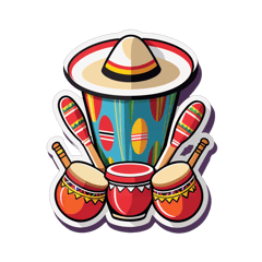 UNAS MARACAS, UNOS BONGOS DE PERCUSIÓN, UN SOMBRERO DE PAJA Y DE TEXTO QUE PONGA "SON TIMBA PAL PAILADOR" sticker on T-Shirt