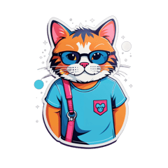 A cool cat dress a T-Shirt sticker on T-Shirt