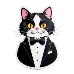 cat with tuxedo sticker on T-Shirt