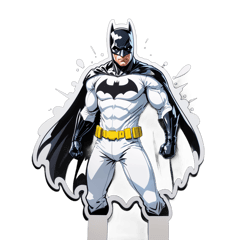 batman with a white suit in black t-shirt sticker on T-Shirt