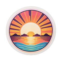 A retro sunset  sticker on T-Shirt