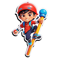 boboiboy climb the pole sticker on T-Shirt