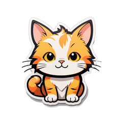 a cute cat sticker on T-Shirt