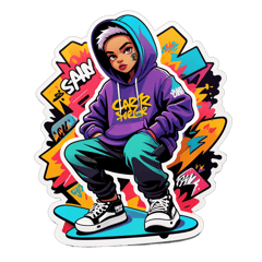 Streetwear graffiti, Oversized hoodie, Skateboard culture, Urban slogans, Sporty vibes sticker on T-Shirt