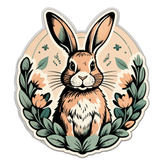 Vintage botanical illustration style bunny rabbit,  muted pastel palette with aged paper texture,  cottagecore retro aesthetic, serif vintage font  with quote: "Wild At Heart, Soft In Soul"  — t-shirt print, vector art, transparent background sticker on T-Shirt