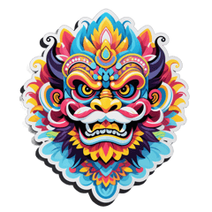 a cool baliness barong sticker on T-Shirt