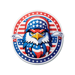 4th July america  sticker on T-Shirt