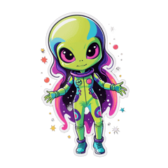 Space aliens  women's leggings  sticker on T-Shirt