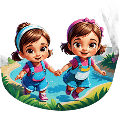 1:1 full landscape scenery with Arial font style says 2 Baby Girls, Baby Jennifer & Baby Jessica 2043 on it without any pictures of solid color images, without any pictures of gradient color images, without any pictures of extra font spaces, without any pictures of extra text spaces, without any pictures of font sizes, without any pictures of font shadows, without any pictures of text shadows, with only 1 font, Arial font style, without any pictures of different fonts, without any pictures of narrow fonts, without any pictures of narrow texts, with only 1 font style, regular fonts, with only 1 font style, regular texts, with only white letters, without any pictures of different color fonts, without any pictures of different color texts, without any pictures of bold fonts, without any pictures of bold texts, without any pictures of italic fonts, without any pictures of italic texts, without any pictures of bold italic fonts, without any pictures of bold italic texts, without any pictures of italic bold fonts, without any pictures of italic bold texts, without any pictures of humans, without any pictures of animals, without any pictures of birds, without any pictures of insects, without any pictures of characters, with only 1 image height 1024 and only 1 image width 1024, without any pictures of different image sizes, and without any pictures of animated pictures. sticker on T-Shirt