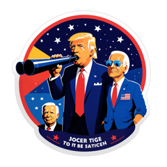 Election campaign t-shirt. Design should be this: Donald trump is looking through a telescope watching joe Biden and the caption is this: "hunter is going to be hunted" sticker on T-Shirt