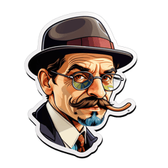 Rato a andar de skate com um chapeu unico de peaky blinders e um óculos de so um olho com um bigode italiano sticker on T-Shirt