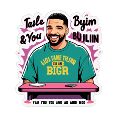 make me an oversized t shirt print with drake's lyric' "Tables Turn, Bridges Burn, You Live and Learn" sticker on T-Shirt