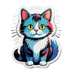 a typographic cat illustration t-shirt design  sticker on T-Shirt