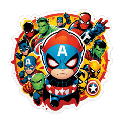 marvel universe sticker on T-Shirt