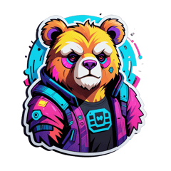 cyberpunk bear sticker on T-Shirt