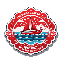 tshirt for blood donation day, need to be a heart with smal red boat and slogan the red boat legacy flows within you and title Word BLOOD DONATION Day June 14 sticker on T-Shirt