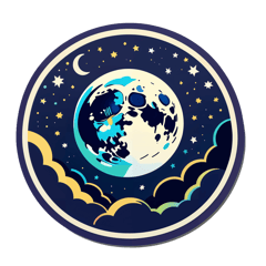 moon night sticker on T-Shirt