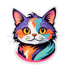 Design cat  sticker on T-Shirt