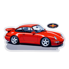 A red Porsche 911 type 993 sticker on T-Shirt